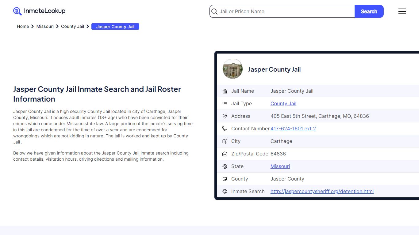 Jasper County Jail (MO) Inmate Search Missouri - Inmate Lookup