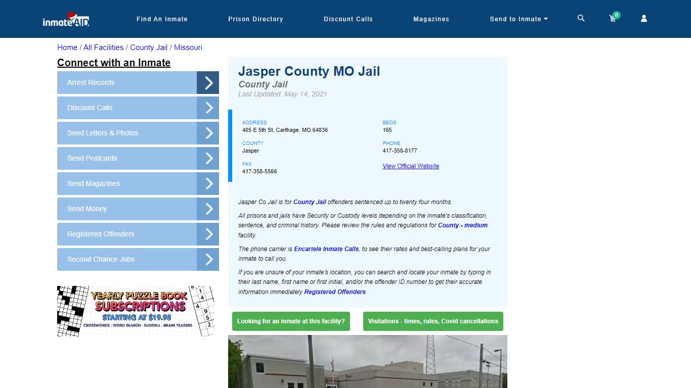 Jasper County MO Jail - Inmate Locator - Carthage, MO